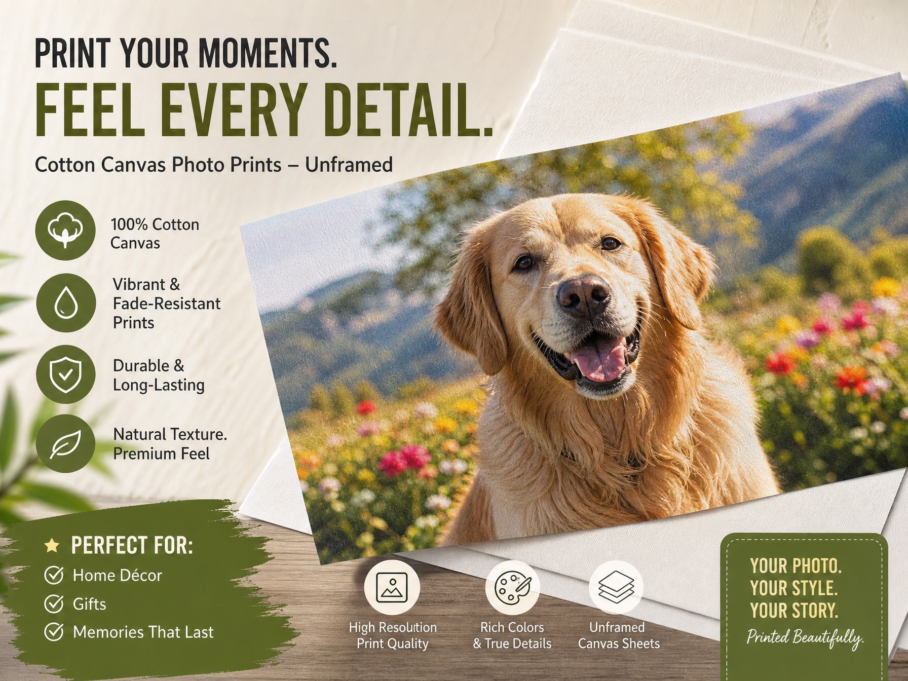 Custom printed canvas fabric from your photos