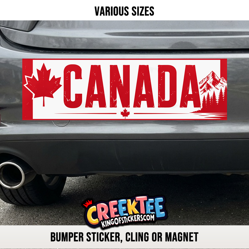 Canada Vinyl Bumper Sticker  Window Cling or Magnet in UV Laminate Coating and Various Sizes