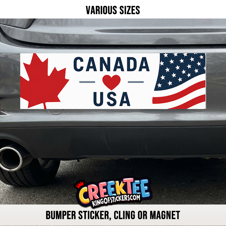 Canada USA Vinyl Bumper Sticker  Window Cling or Bumper Sticker Magnet in UV Laminate Coating