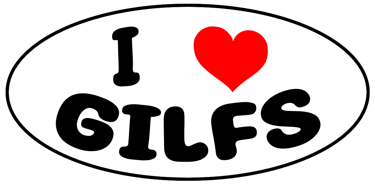 I Love Gilfs Oval Vinyl Bumper Sticker, Window Cling or Bumper Sticker Magnet in UV Laminate Coating