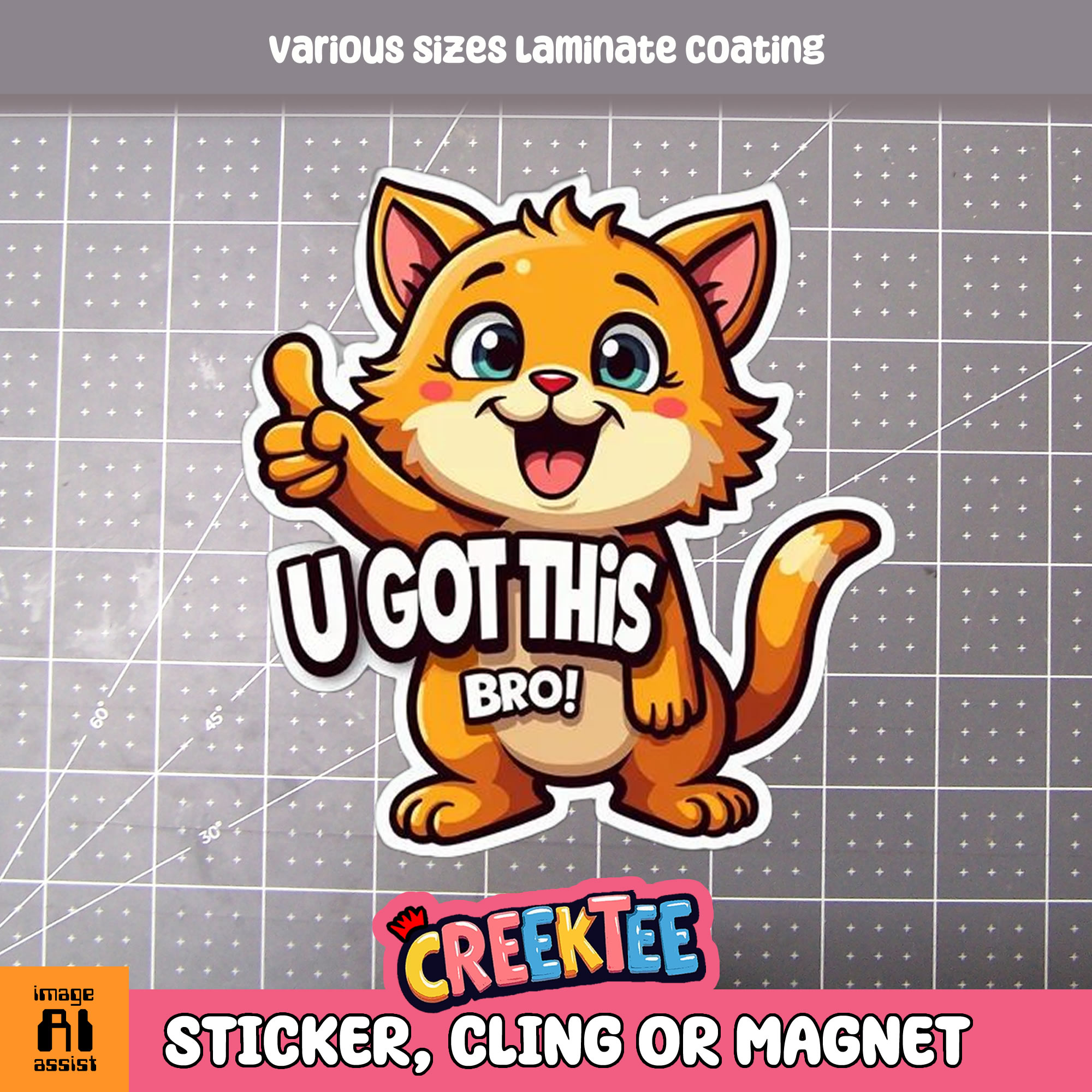 You Got This Bro Die Cut Vinyl Sticker  Window Cling or Magnet with Laminate Coating in Various Sizes