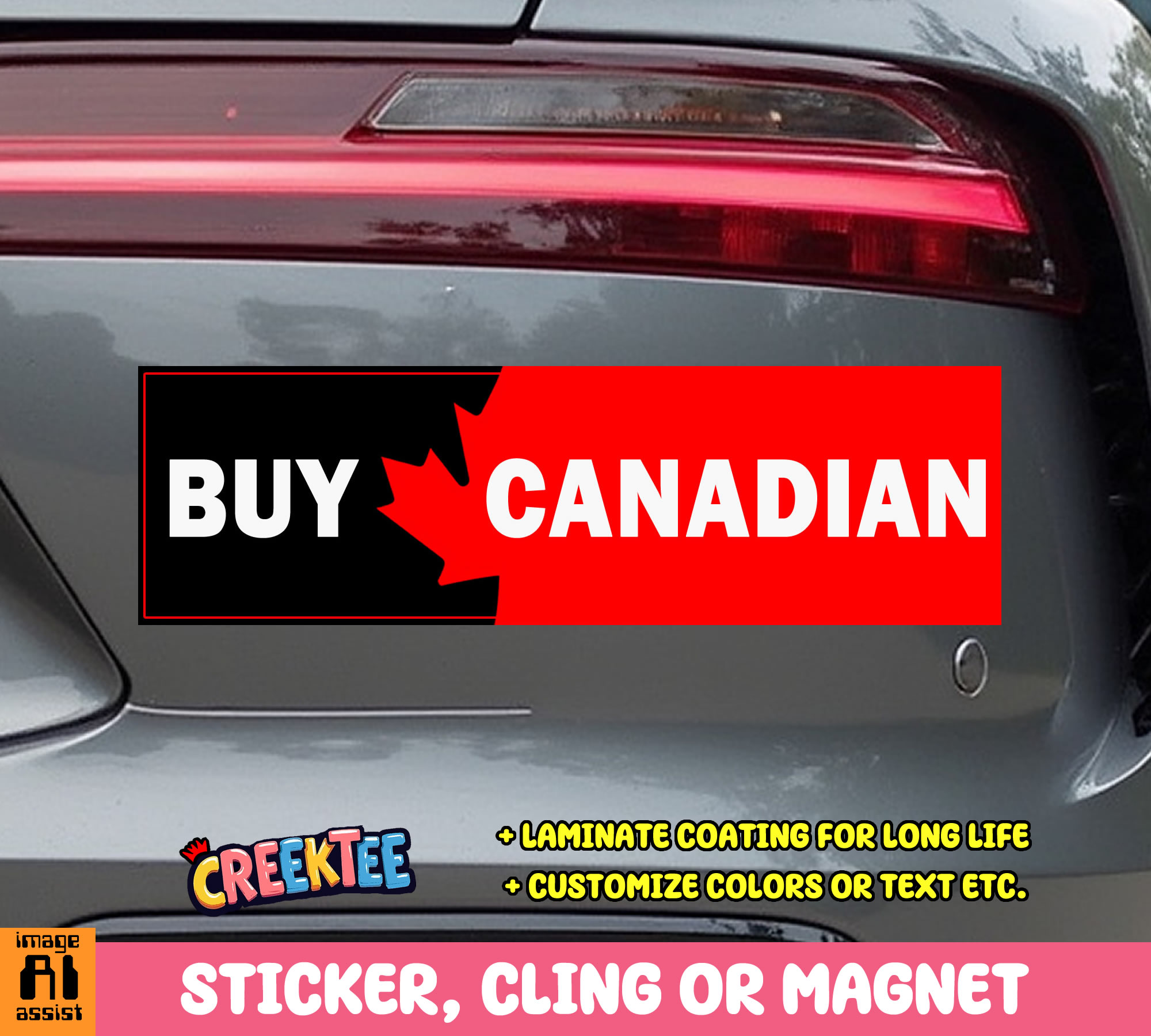 Buy Canadian Vinyl Bumper Sticker  Window Cling or Bumper Sticker Magnet in UV Laminate Coating