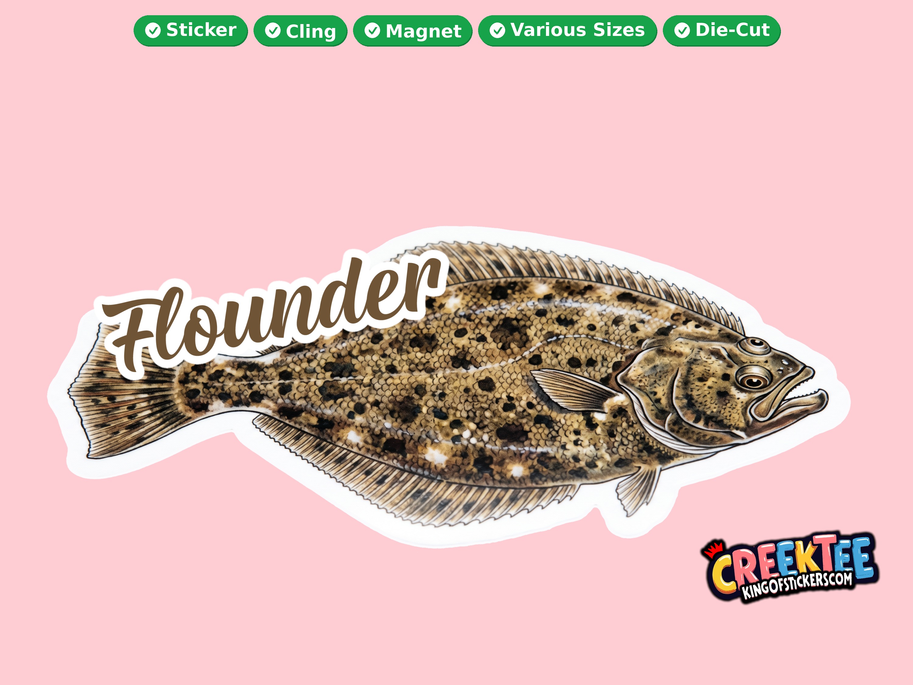 Fish Vinyl Bumper Sticker Window Cling or Magnet in UV Laminate Coating and Various Sizes