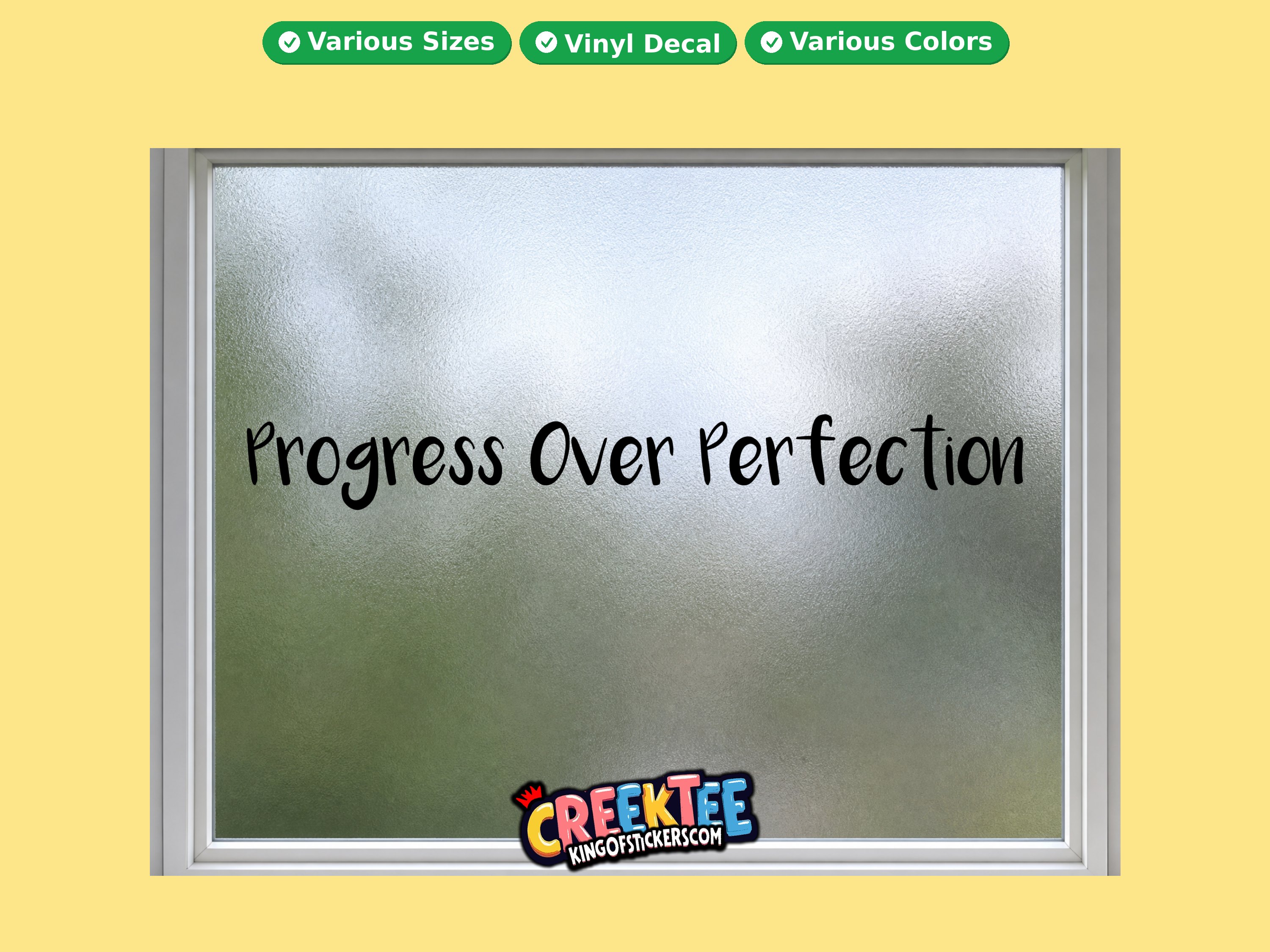 Progress Over Perfection Vinyl Decal In Various Colors  Chrome Colors and Various Sizes