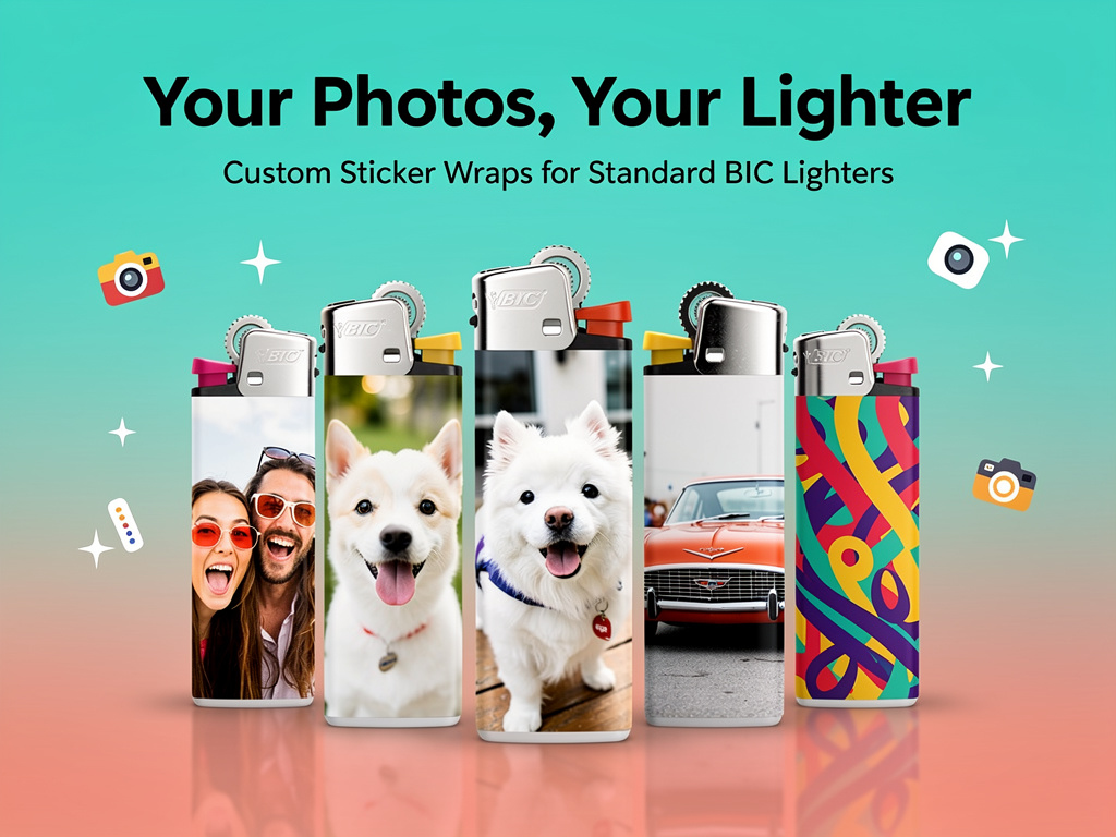 Custom Lighter Wrap Example - Personalized Photo Sticker Wraps for Bic Lighters